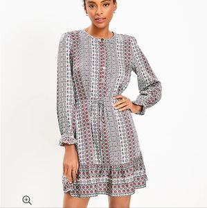 NWT! LOFT Tiled Ruffle Swing Dress